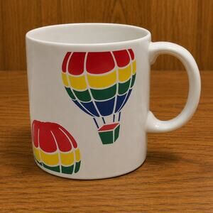 Vintage 1980 FTD Rainbow Hot Air Balloon Ceramic Coffee Mug